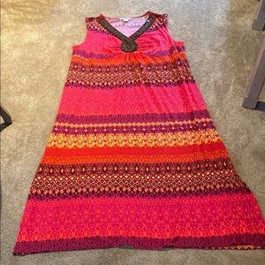 CHRISTINE V Jersey Sleeveless Beaded V Neckline Maxi Sun Dress Sz 4X